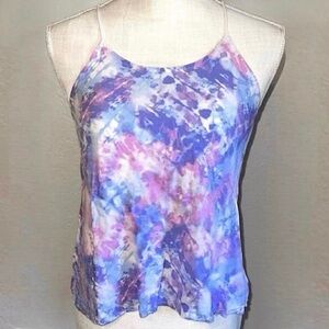 Lavender Blush Pastel Tie Dye Keyhole Cross Back Tank Top - Women's Small (3-5)